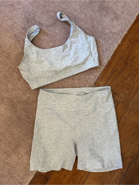 Outdoor Voices Other - Outdoor Voices Heather Gray Sports Bra and High-Waist Bike Shorts Set